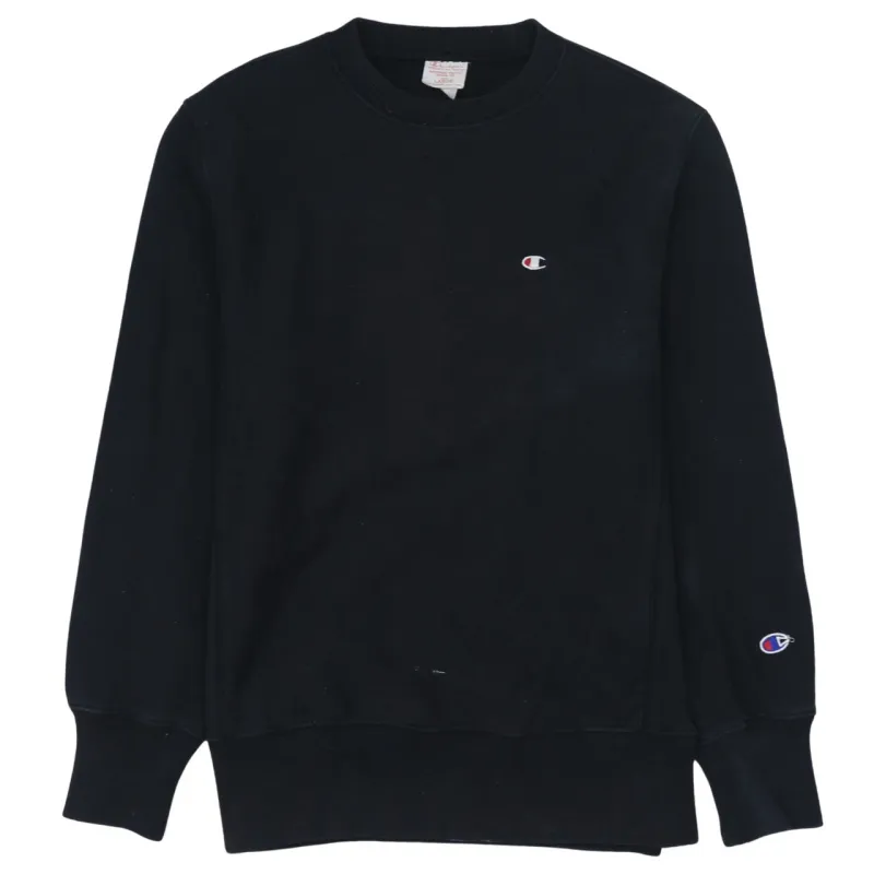 Champion Black Sweatshirt Women’s Large Embroidered C Logo Ribbed Cuffs Crewneck Pullover made by Champion