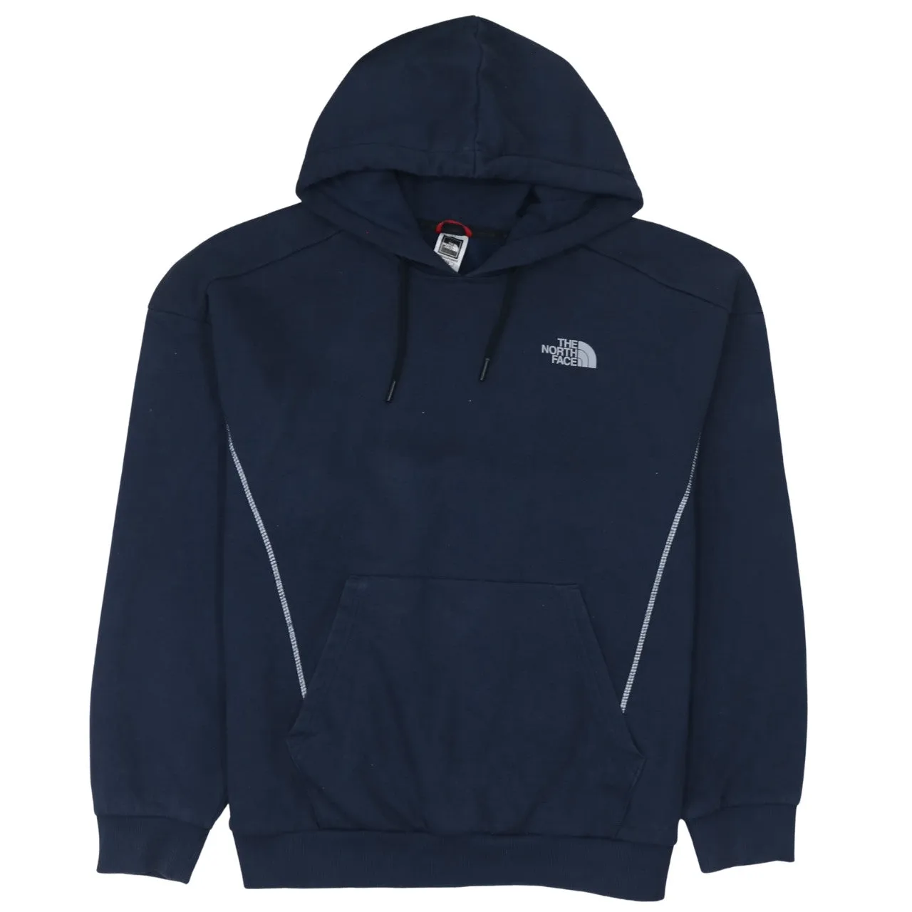 The North Face Navy Blue Hoodie Women's XLarge Printed Logos Fleece Lined Pullover Sweatshirt sold by Vintage Club