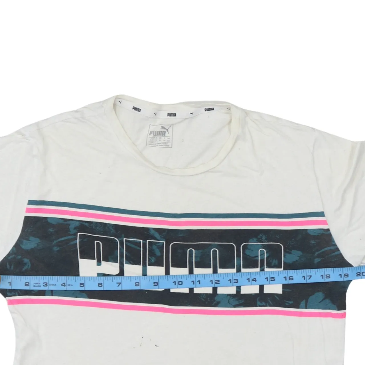 Puma White Graphic T Shirt Women’s Small Printed Logo Stripe Panel Casual Tee sold by Vintage Club product image thumbnail 5