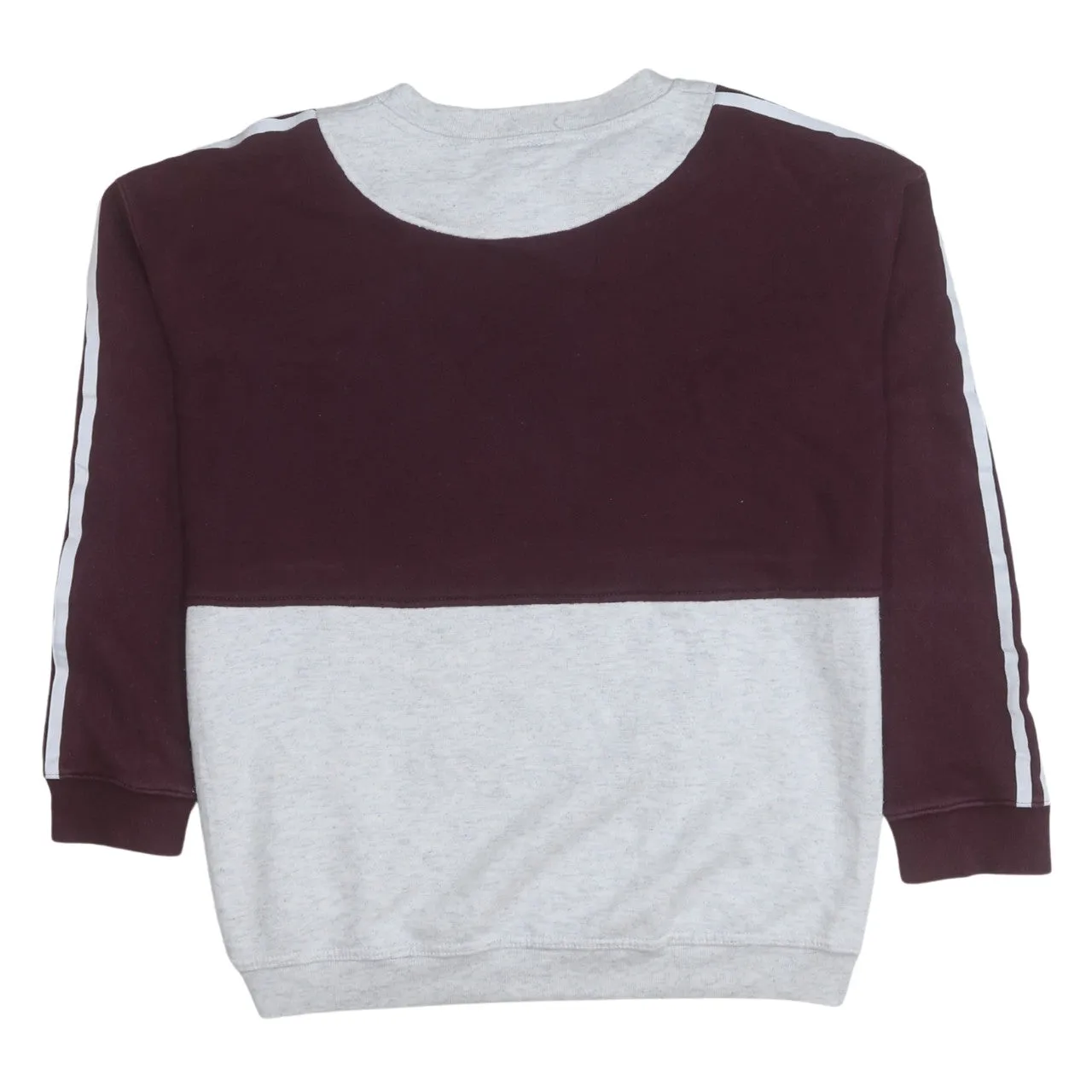 Adidas Burgundy Red Grey Sweatshirt Women’s Medium Trefoil Logo Three Stripe Sleeves Pullover sold by Vintage Club product image thumbnail 2