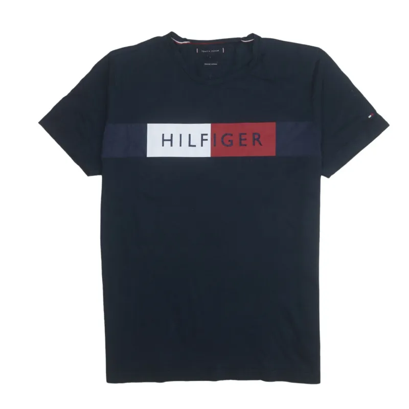 Tommy Hilfiger Navy Blue T Shirt Women’s Large Printed Flag Logo Short Sleeve Tee Top made by Tommy Hilfiger