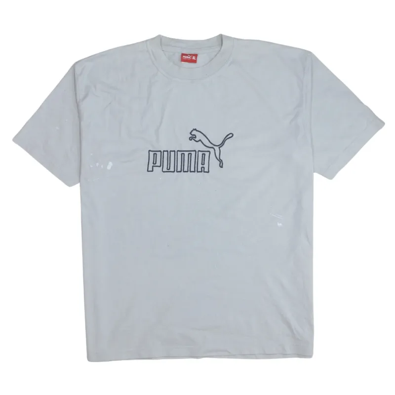 Puma Light Grey T Shirt Men’s XLarge Printed Big Logo Short Sleeve Casual Tee sold by Vintage Club