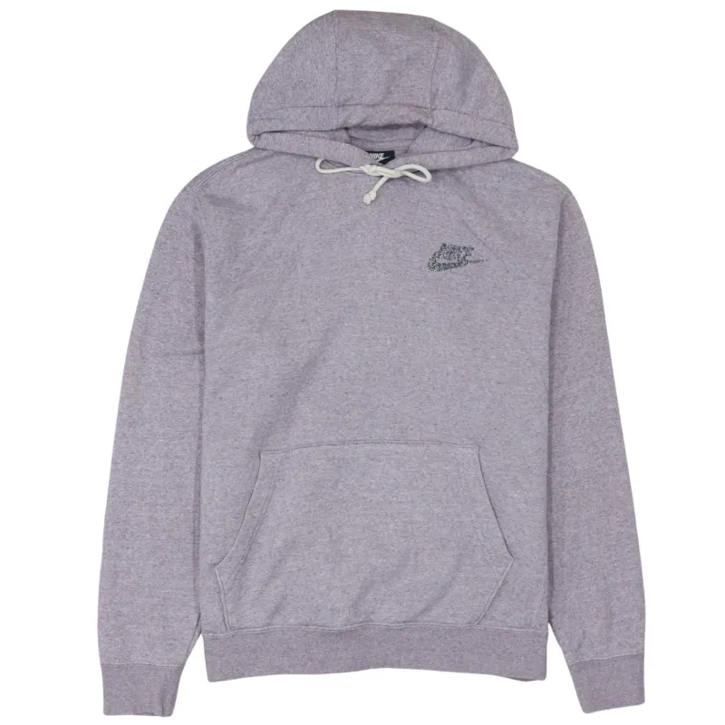Nike Grey Pullover Hoodie Men's Medium Embroidered Swoosh Logo Front Pocket Sweatshirt made by Nike