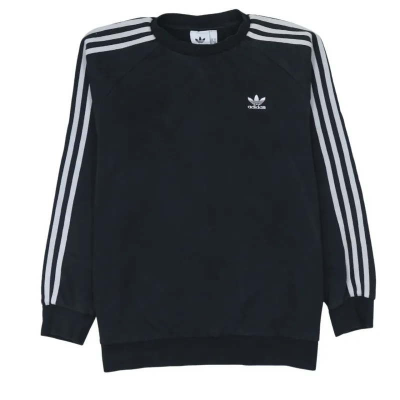 Adidas Black Sweatshirt Men's Medium Trefoil Embroidered Logo Three Stripe Sleeves Pullover Top sold by Vintage Club