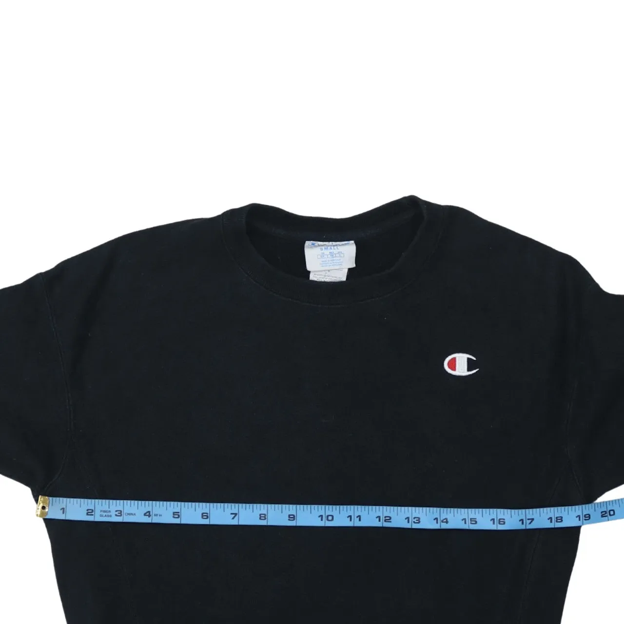 Champion Black Sweatshirt Men's Small Embroidered Chest Logo Cuff Logo Crewneck Pullover sold by Vintage Club product image thumbnail 5