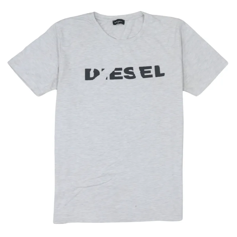 Diesel Light Grey T Shirt Women’s XLarge Printed Logo Short Sleeve Casual Top Tee sold by Vintage Club