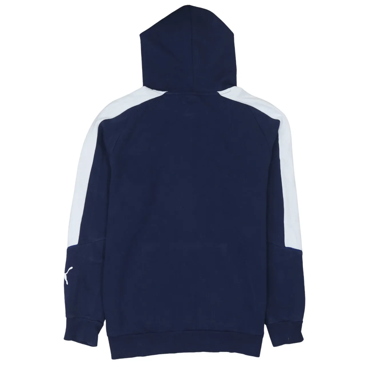 Puma Navy Blue Hoodie Men's Medium White Sleeve Stripes Embroidered Logo Pullover Sweatshirt sold by Vintage Club product image thumbnail 2