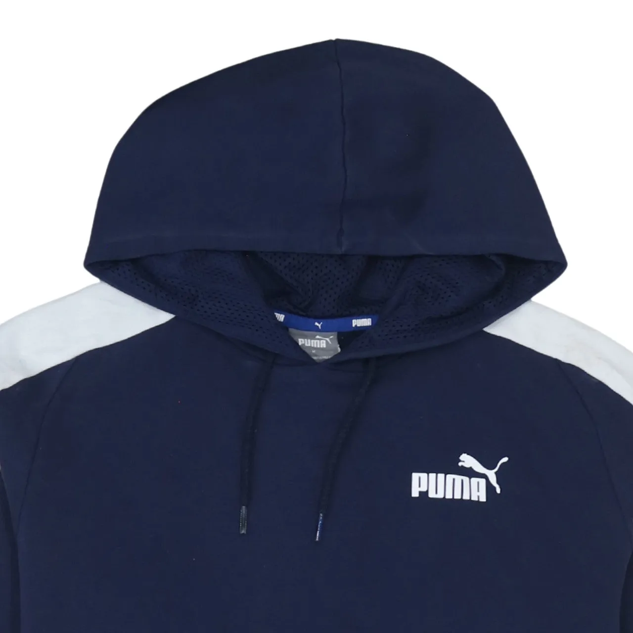 Puma Navy Blue Hoodie Men's Medium White Sleeve Stripes Embroidered Logo Pullover Sweatshirt sold by Vintage Club product image thumbnail 3