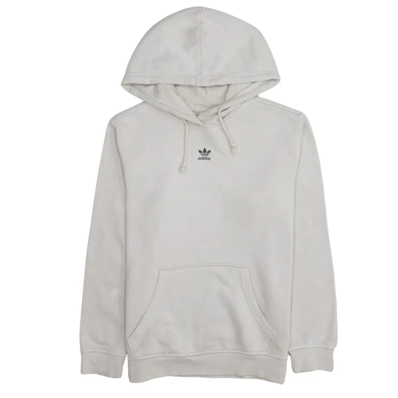 Adidas Cream Hoodie Women’s Small Trefoil Embroidered Logo Front Pocket Pullover Sweatshirt sold by Vintage Club