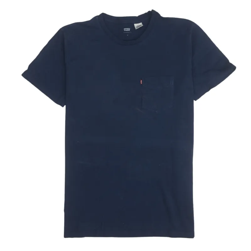 Levi's Navy Blue T-Shirt Men's Medium Chest Pocket Small Logo Casual Tee Top sold by Vintage Club