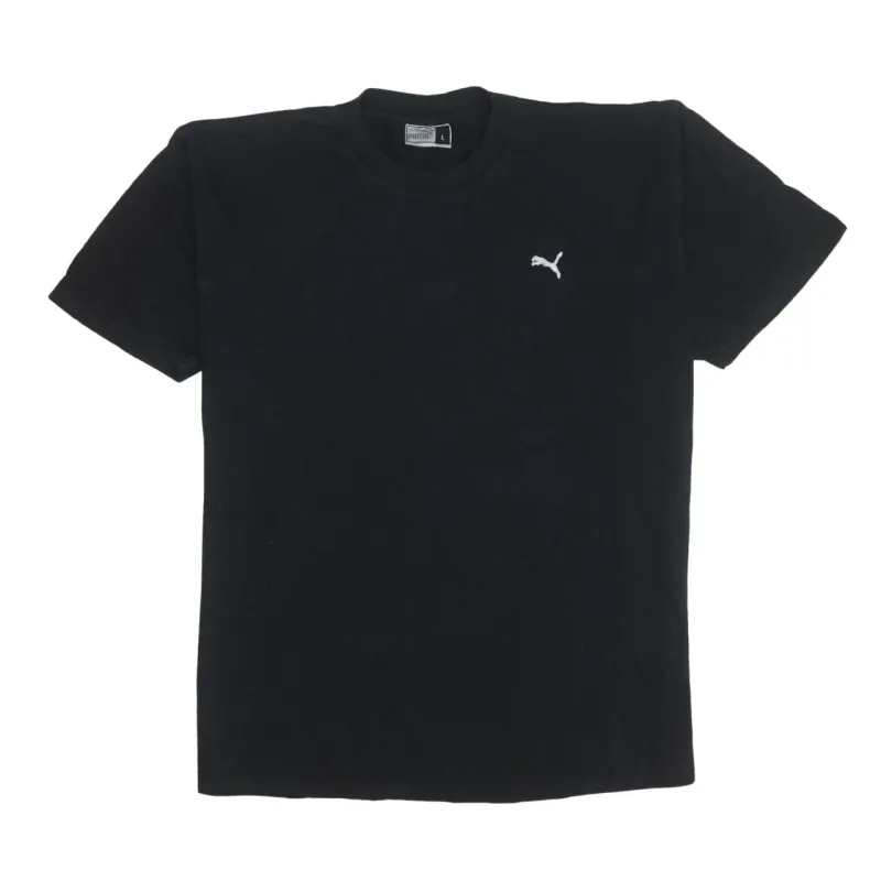 Puma Black T-Shirt Men’s Large Embroidered Chest Logo Classic Minimal Short Sleeve Tee sold by Vintage Club