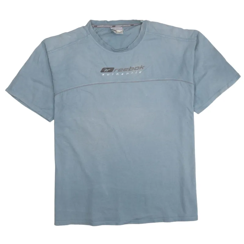 Reebok Light Blue T Shirt Men's XLarge Printed Authentic Logo Crewneck Casual Top made by Reebok