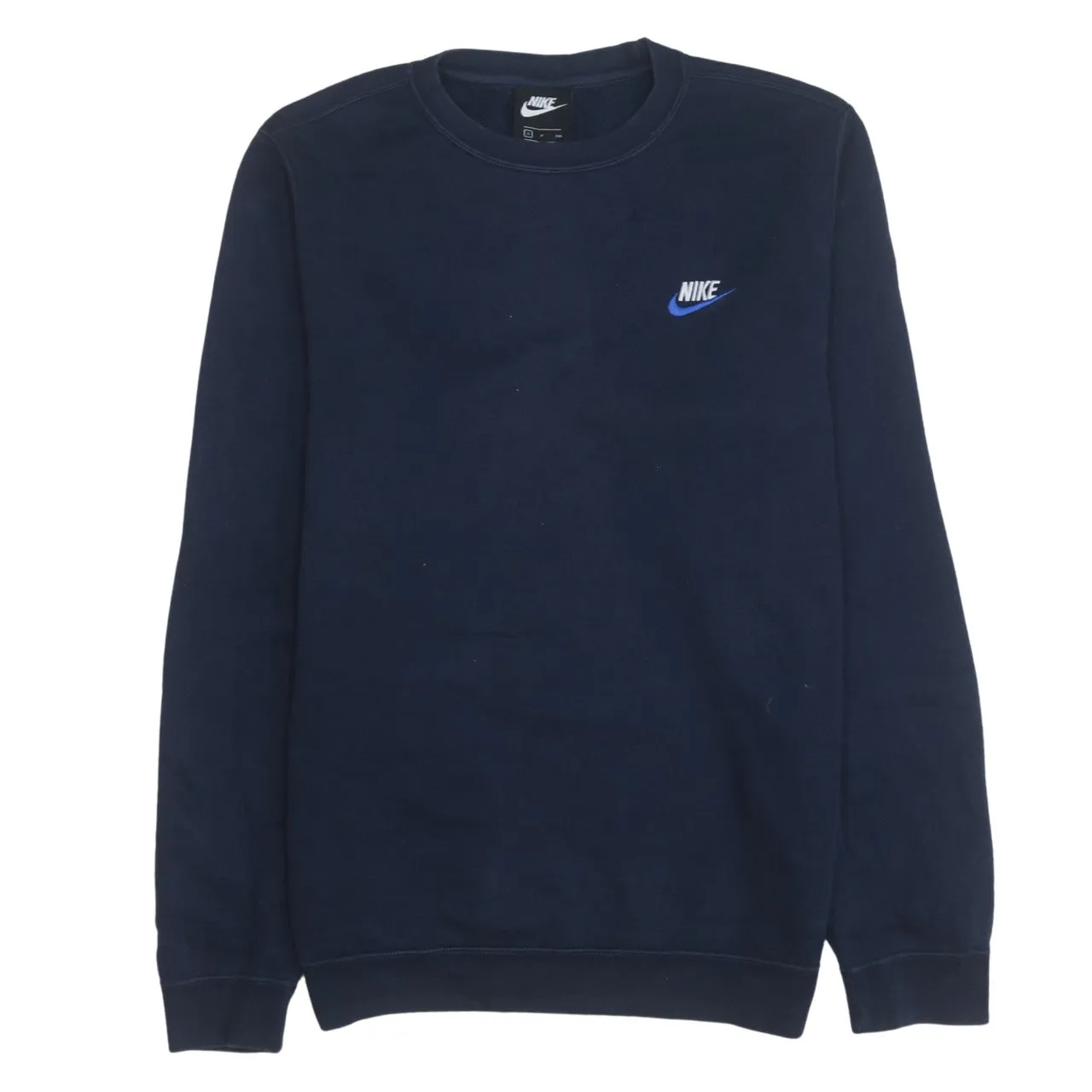 Nike Navy Blue Sweatshirt Men's Small Embroidered Chest Logo Crewneck Pullover Jumper sold by Vintage Club