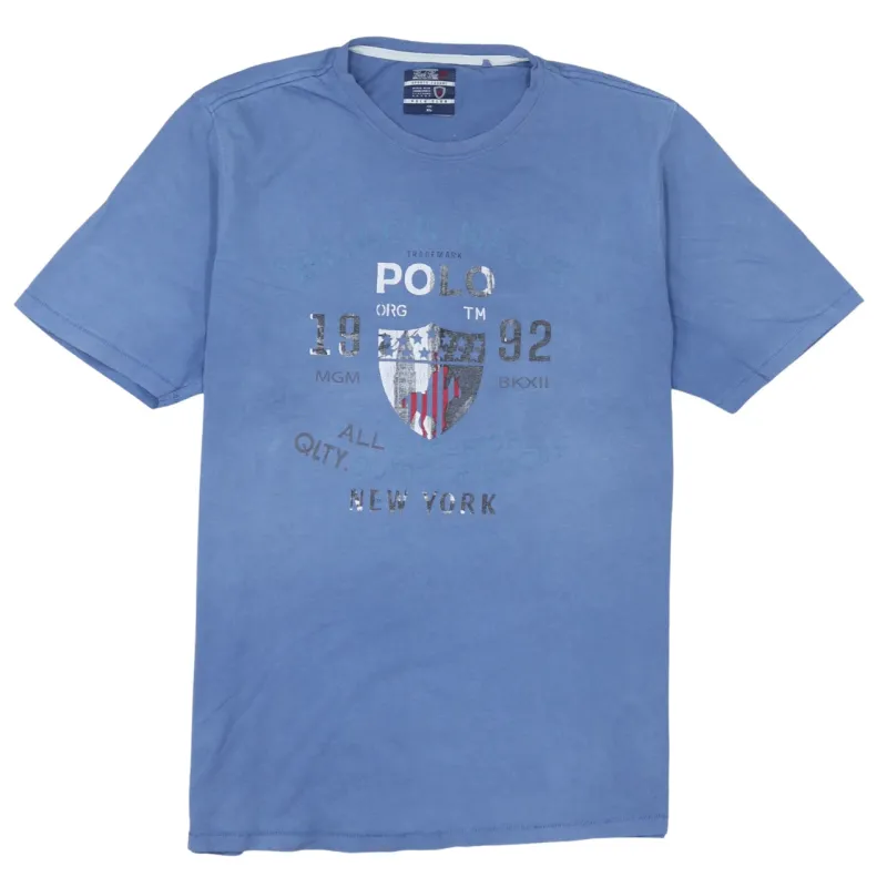 Polo Ralph Lauren Blue T-Shirt Women’s XLarge Printed Crest Logo Short Sleeve Casual Top sold by Vintage Club