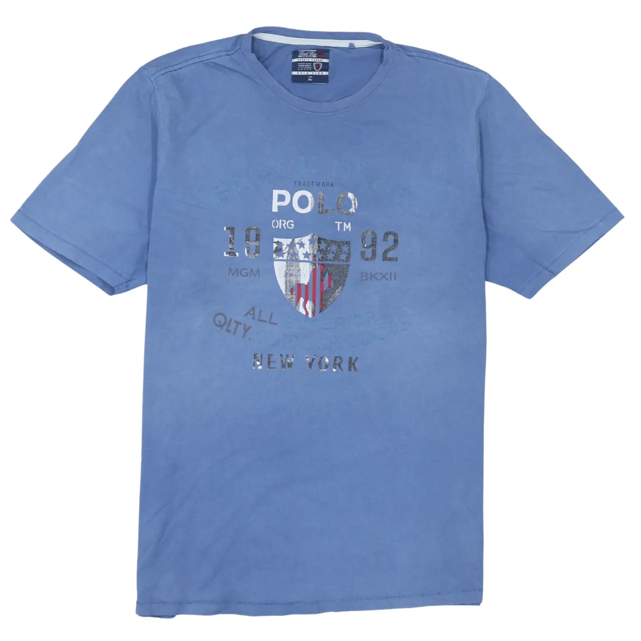 Polo Ralph Lauren Blue T-Shirt Women’s XLarge Printed Crest Logo Short Sleeve Casual Top sold by Vintage Club