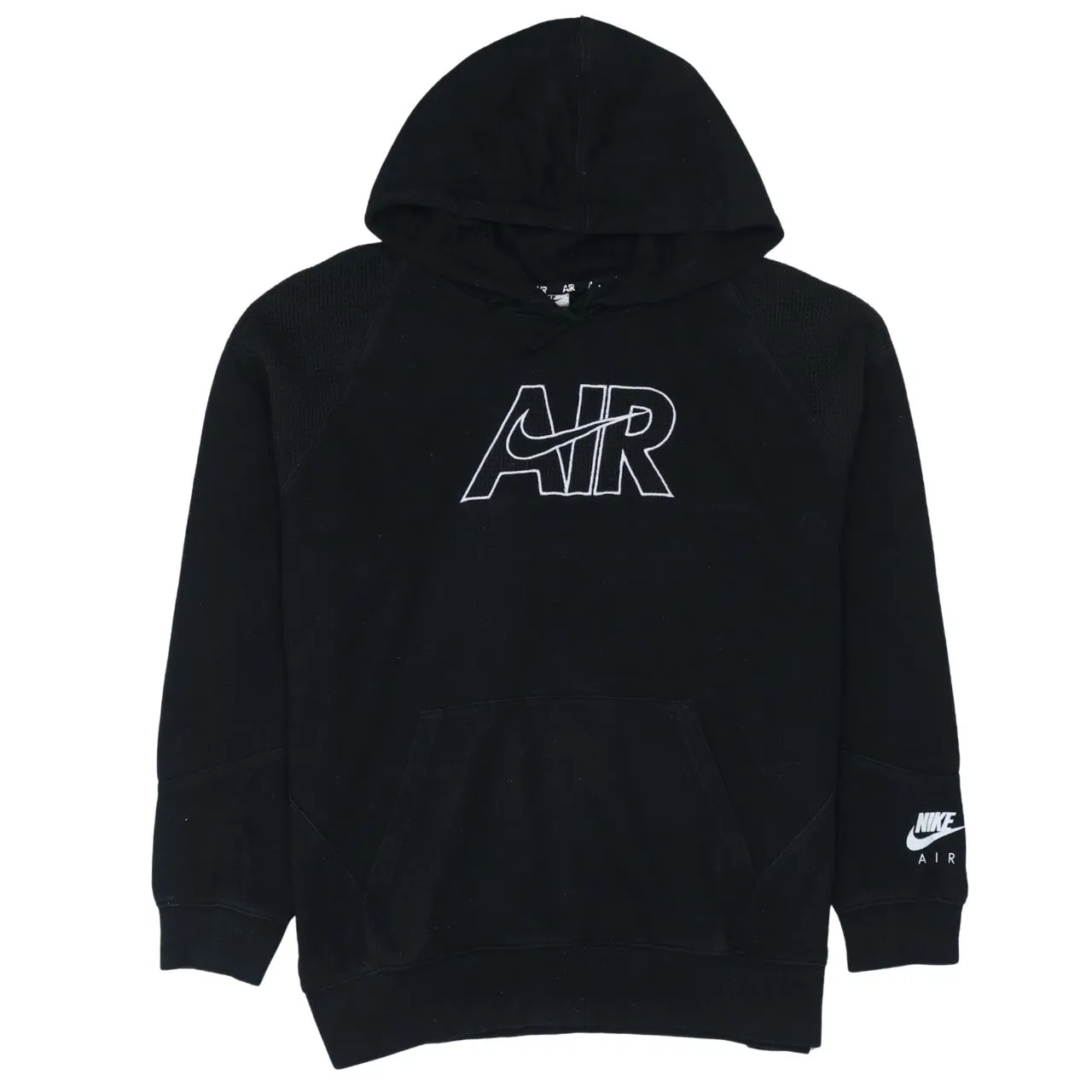 Nike Black Hoodie Men’s Small AIR Printed Logo Front Pocket Pullover Sweatshirt sold by Vintage Club