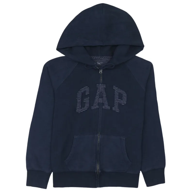 Gap Navy Blue Hoodie Women’s Large Embroidered Logo Zip Front Pockets Fleece Sweatshirt sold by Vintage Club