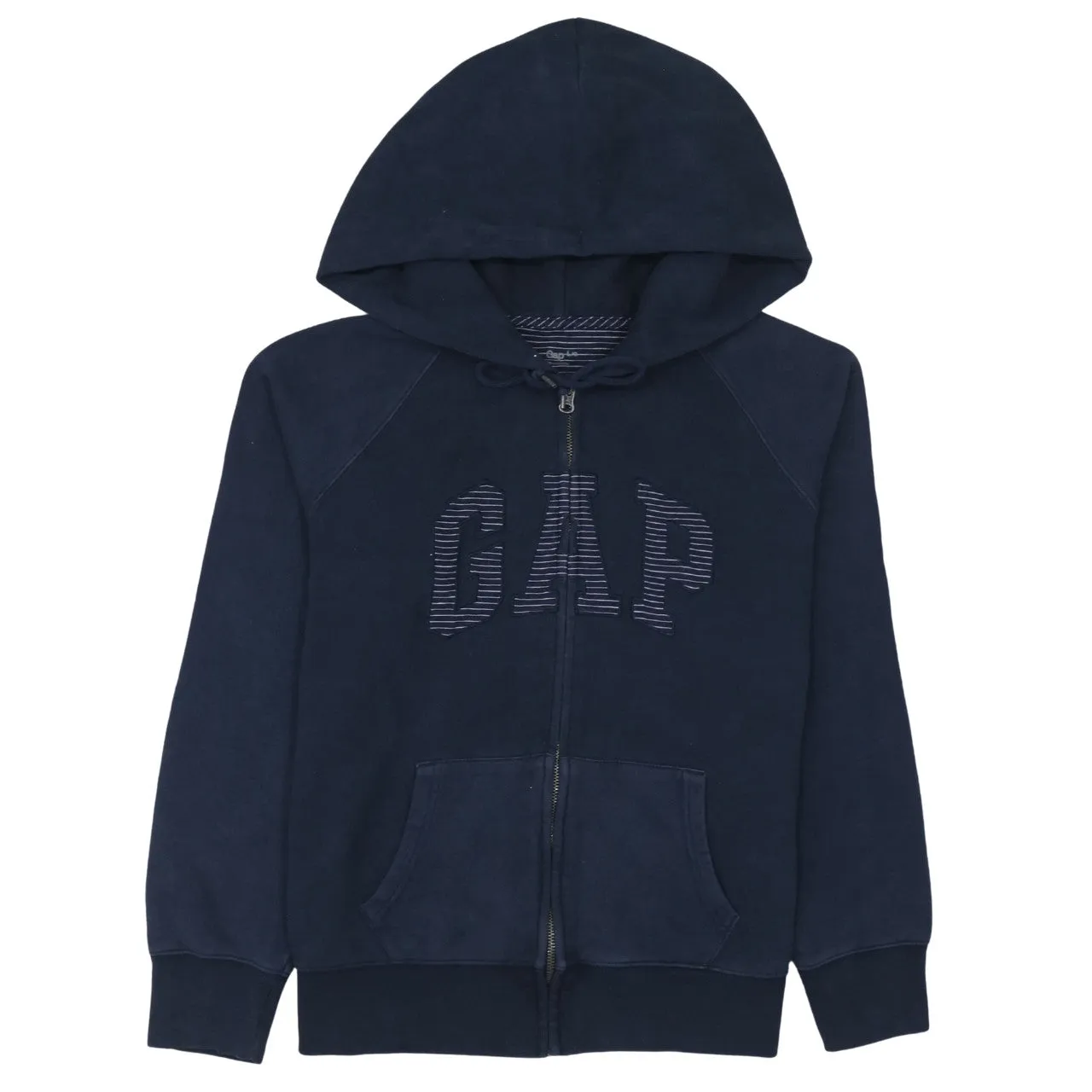 Gap Navy Blue Hoodie Women’s Large Embroidered Logo Zip Front Pockets Fleece Sweatshirt sold by Vintage Club