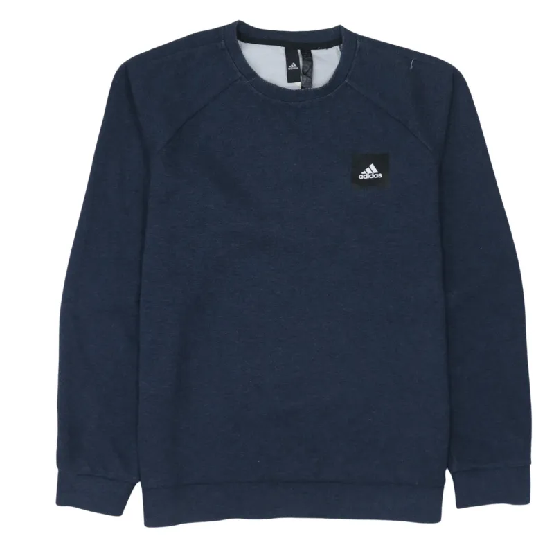 Adidas Navy Blue Sweatshirt Men's Large Embroidered Chest Logo Crewneck Pullover Jumper made by Adidas