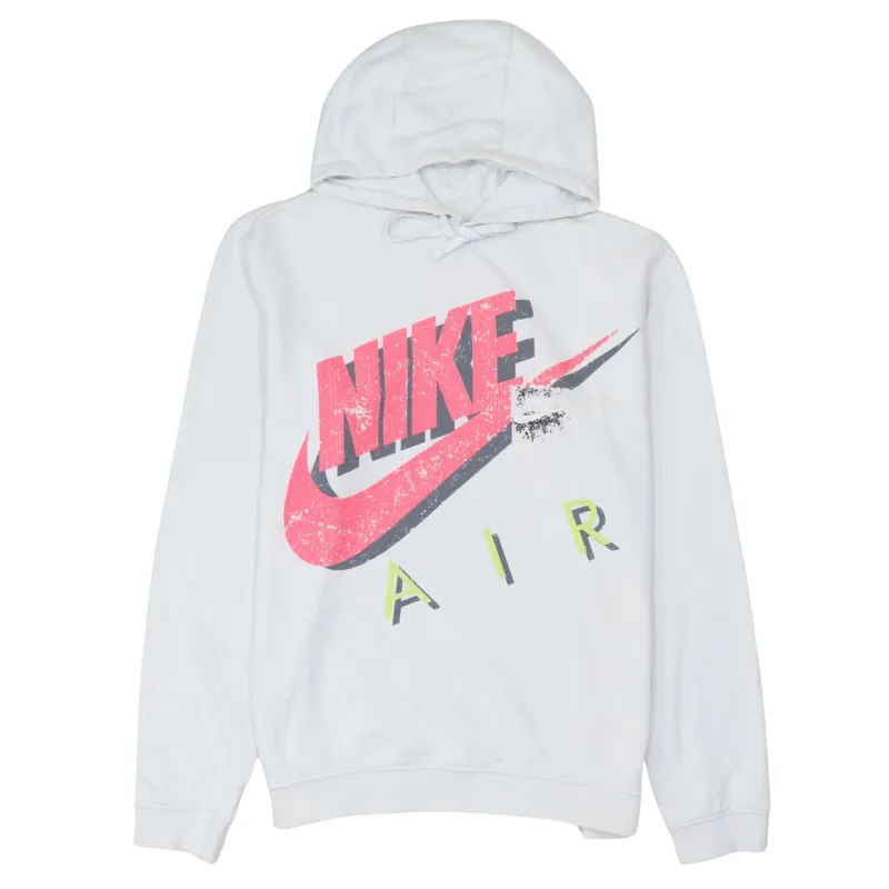 Nike White Pullover Hoodie Women’s Large Printed Air Logo Drawstring Hood Sweatshirt made by Nike