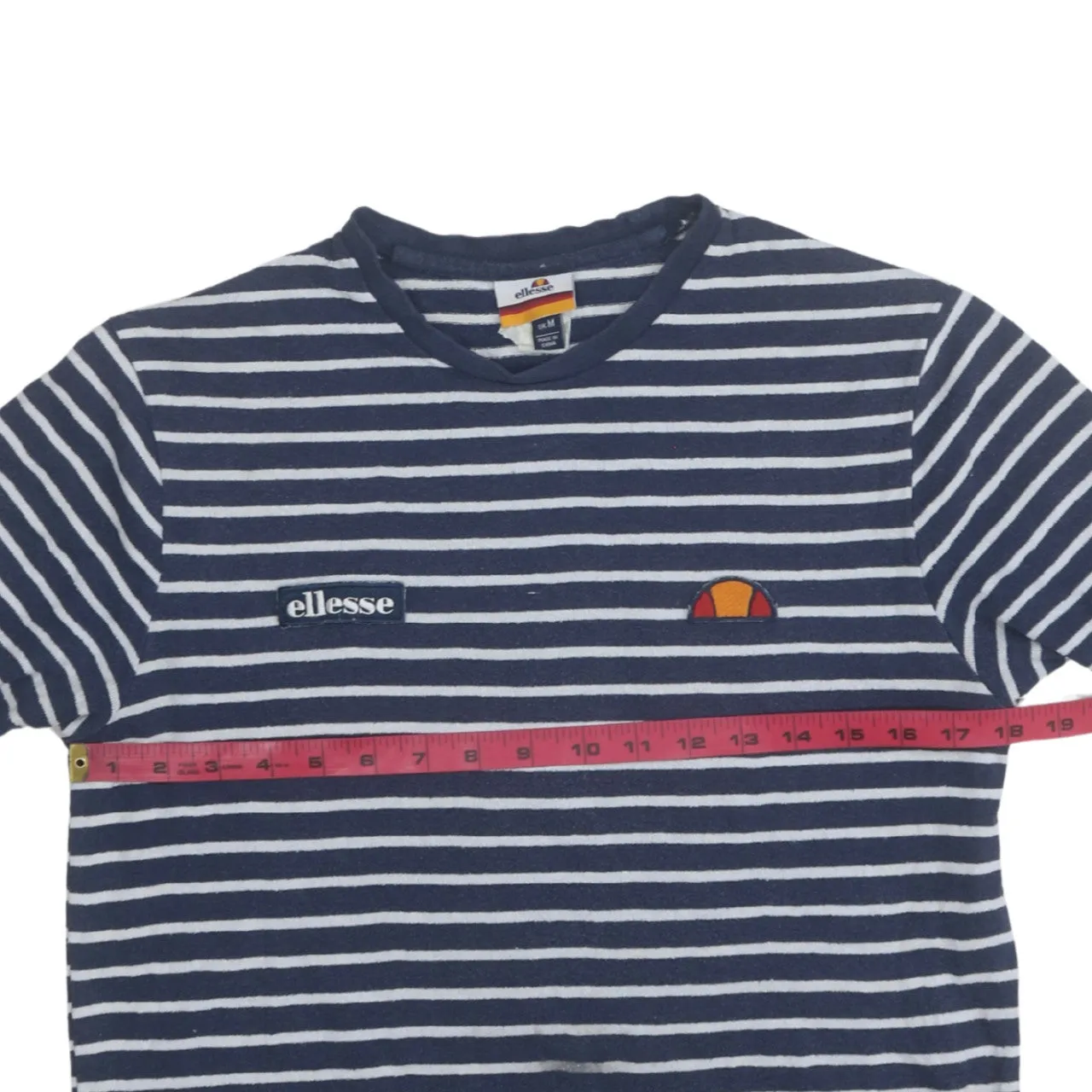 Ellesse Navy Stripe T Shirt Women’s Medium Embroidered Chest Logo Short Sleeve Tee Top sold by Vintage Club product image thumbnail 5