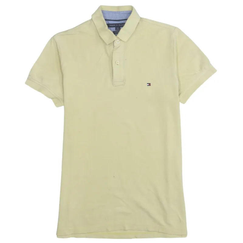 Tommy Hilfiger Pale Yellow Polo Shirt Men's Small Embroidered Flag Logo Custom Fit Top sold by Vintage Club