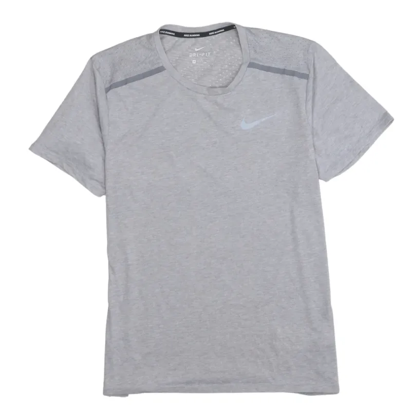Nike Light Grey Dri-Fit T Shirt Women's Medium Printed Swoosh Running Top Tee sold by Vintage Club