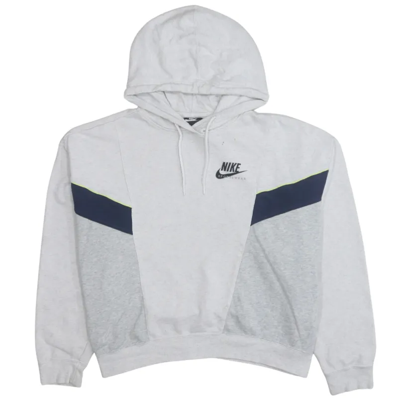 Nike Light Grey Hoodie Women’s XLarge Colour Block Embroidered Logo Pullover Sweatshirt made by Nike
