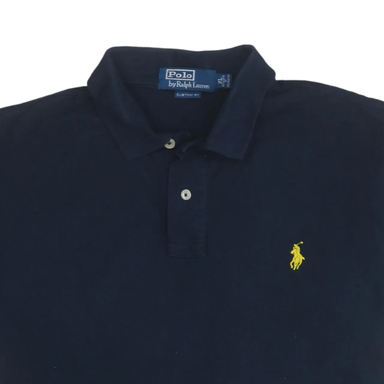Polo Ralph Lauren Navy Blue Polo Shirt Women’s XLarge Embroidered Yellow Pony Logo Short Sleeve Top sold by Vintage Club product image thumbnail 3