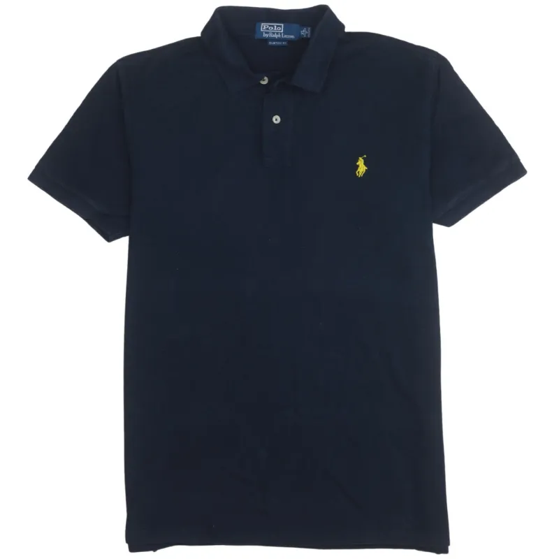 Polo Ralph Lauren Navy Blue Polo Shirt Women’s XLarge Embroidered Yellow Pony Logo Short Sleeve Top sold by Vintage Club