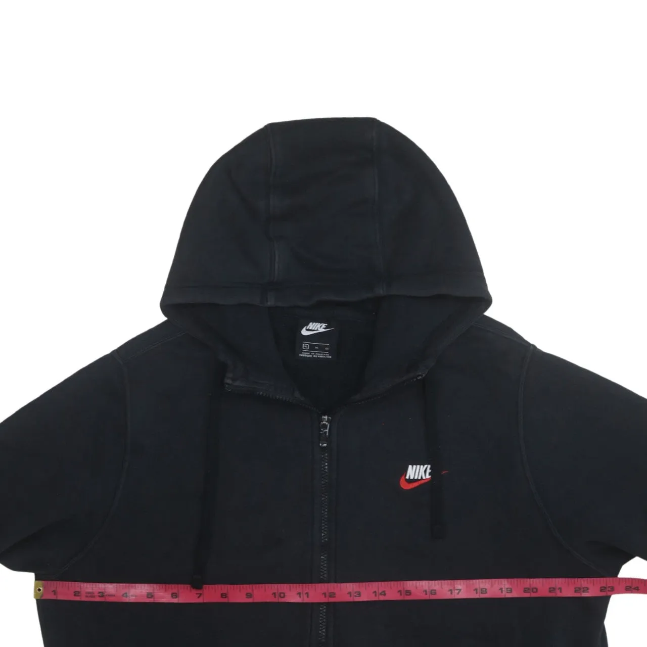 Nike Black Zip Hoodie Women’s XLarge Embroidered Chest Logo Split Pocket Fleece Sweatshirt sold by Vintage Club product image thumbnail 5