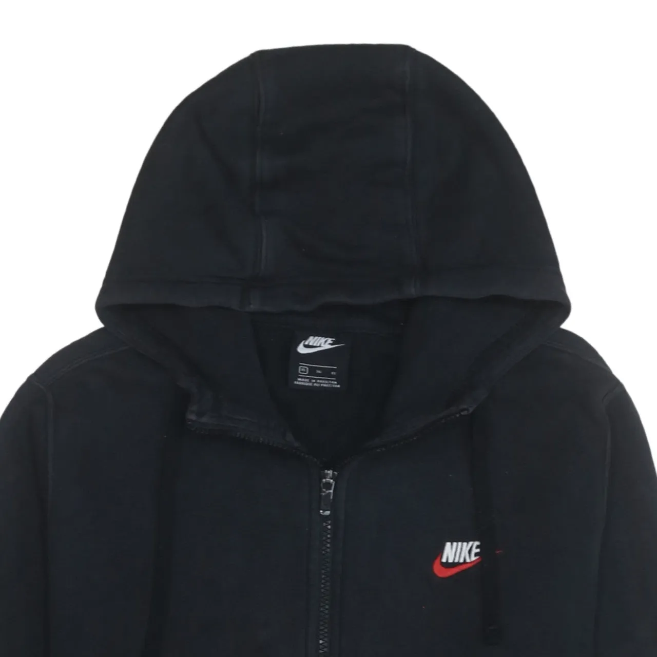 Nike Black Zip Hoodie Women’s XLarge Embroidered Chest Logo Split Pocket Fleece Sweatshirt sold by Vintage Club product image thumbnail 3