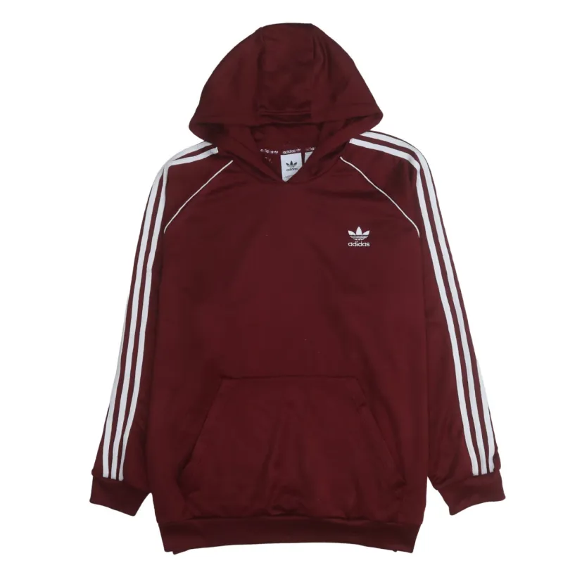 Adidas Burgundy Red Hoodie Men's XXLarge Trefoil Logo Three Stripe Sleeves Pullover Sweatshirt sold by Vintage Club