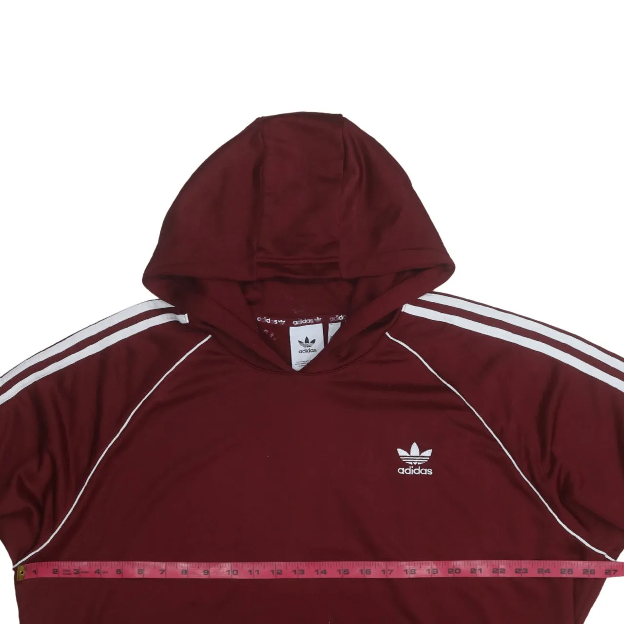 Adidas Burgundy Red Hoodie Men's XXLarge Trefoil Logo Three Stripe Sleeves Pullover Sweatshirt sold by Vintage Club product image thumbnail 5