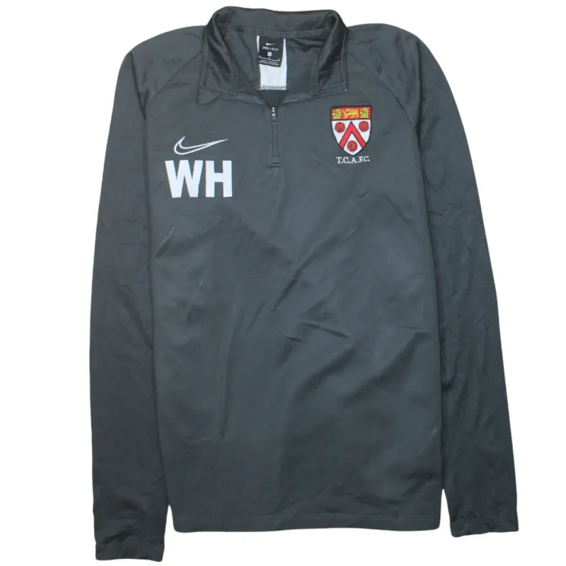 Nike Dark Grey Quarter Zip Sweatshirt Men's Medium Embroidered Crest WH Printed Logo Top made by Nike