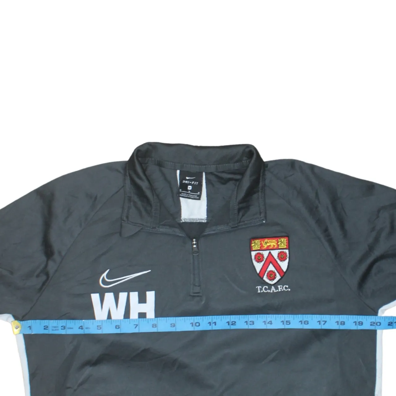 Nike Dark Grey Quarter Zip Sweatshirt Men's Medium Embroidered Crest WH Printed Logo Top sold by Vintage Club product image thumbnail 5