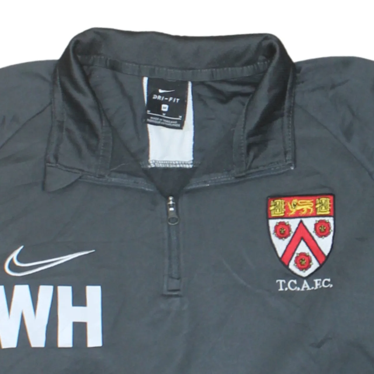 Nike Dark Grey Quarter Zip Sweatshirt Men's Medium Embroidered Crest WH Printed Logo Top sold by Vintage Club product image thumbnail 3