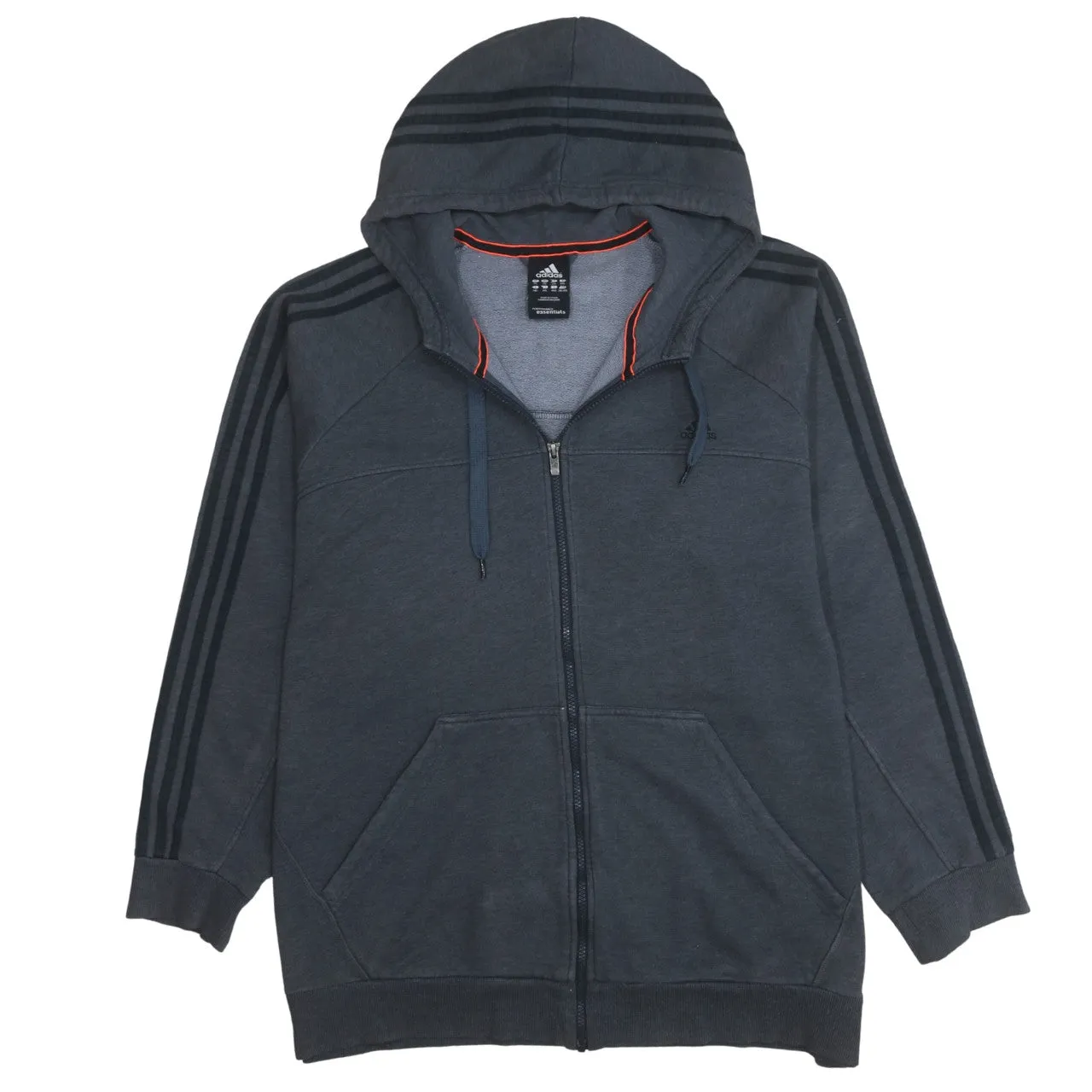 Adidas Dark Grey Hoodie Women’s XXLarge Full Zip Three Stripe Sleeves Fleece Top sold by Vintage Club