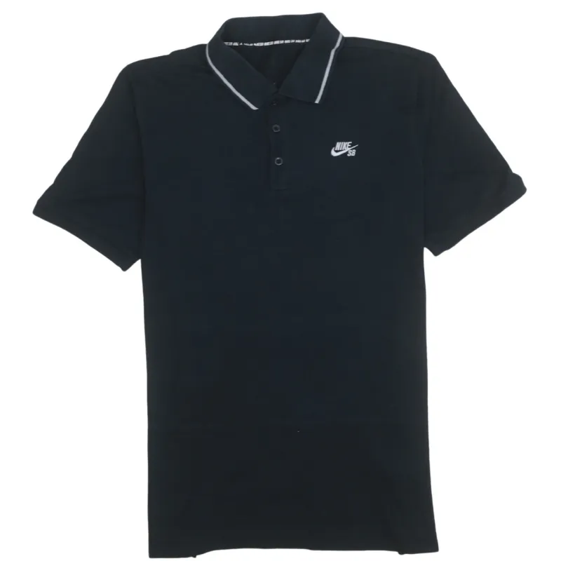 Nike Black Polo Shirt Men's Small Nike SB Embroidered Chest Logo Contrast Collar Casual Top sold by Vintage Club