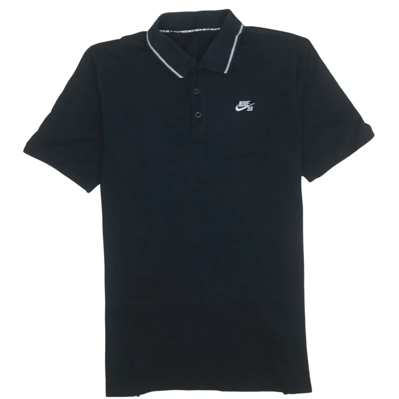 Nike Black Polo Shirt Men's Small Nike SB Embroidered Chest Logo Contrast Collar Casual Top sold by Vintage Club