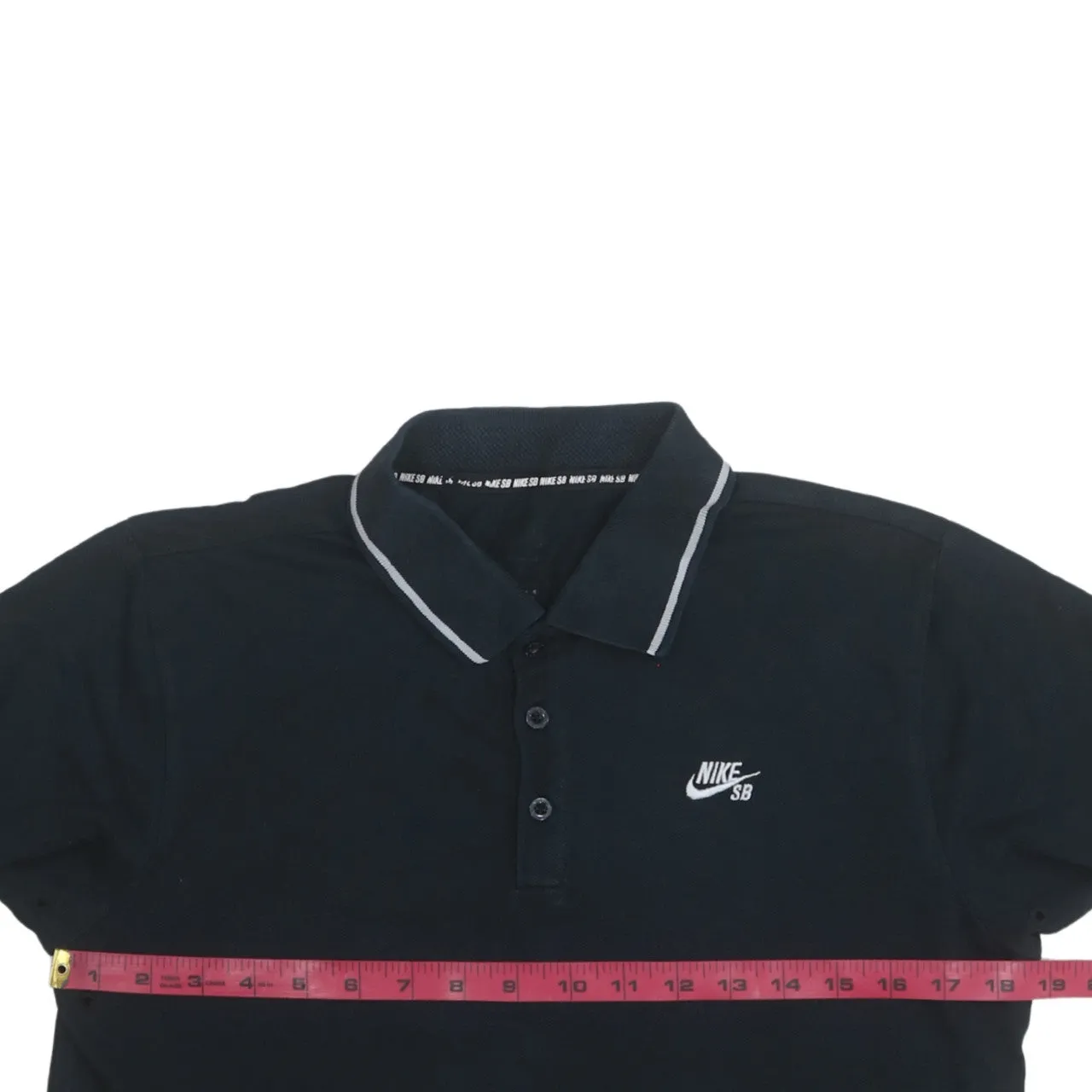 Nike Black Polo Shirt Men's Small Nike SB Embroidered Chest Logo Contrast Collar Casual Top sold by Vintage Club product image thumbnail 5