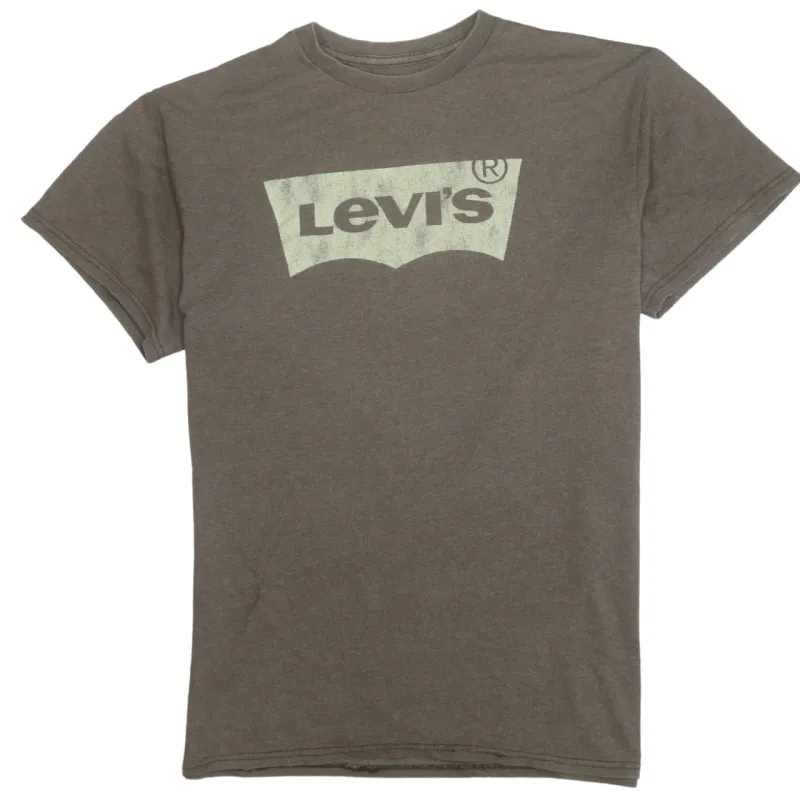 Levi's Brown T Shirt Women's Medium Printed Logo Short Sleeve Crewneck Tee Top made by Levi's