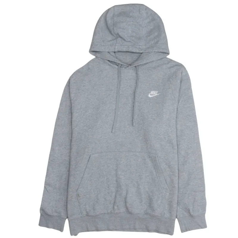 Nike Grey Hoodie Women’s Large Embroidered Swoosh Logo Tape Sleeve Pullover Sweatshirt made by Nike