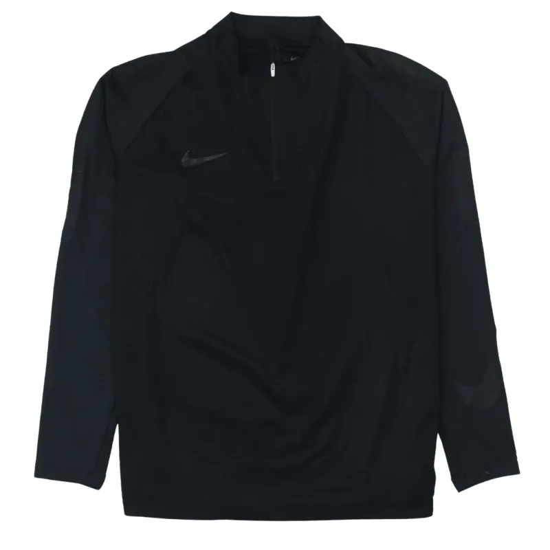 Nike Black Quarter Zip Sweatshirt Women's XLarge Printed Swoosh Long Sleeve Pullover Top sold by Vintage Club