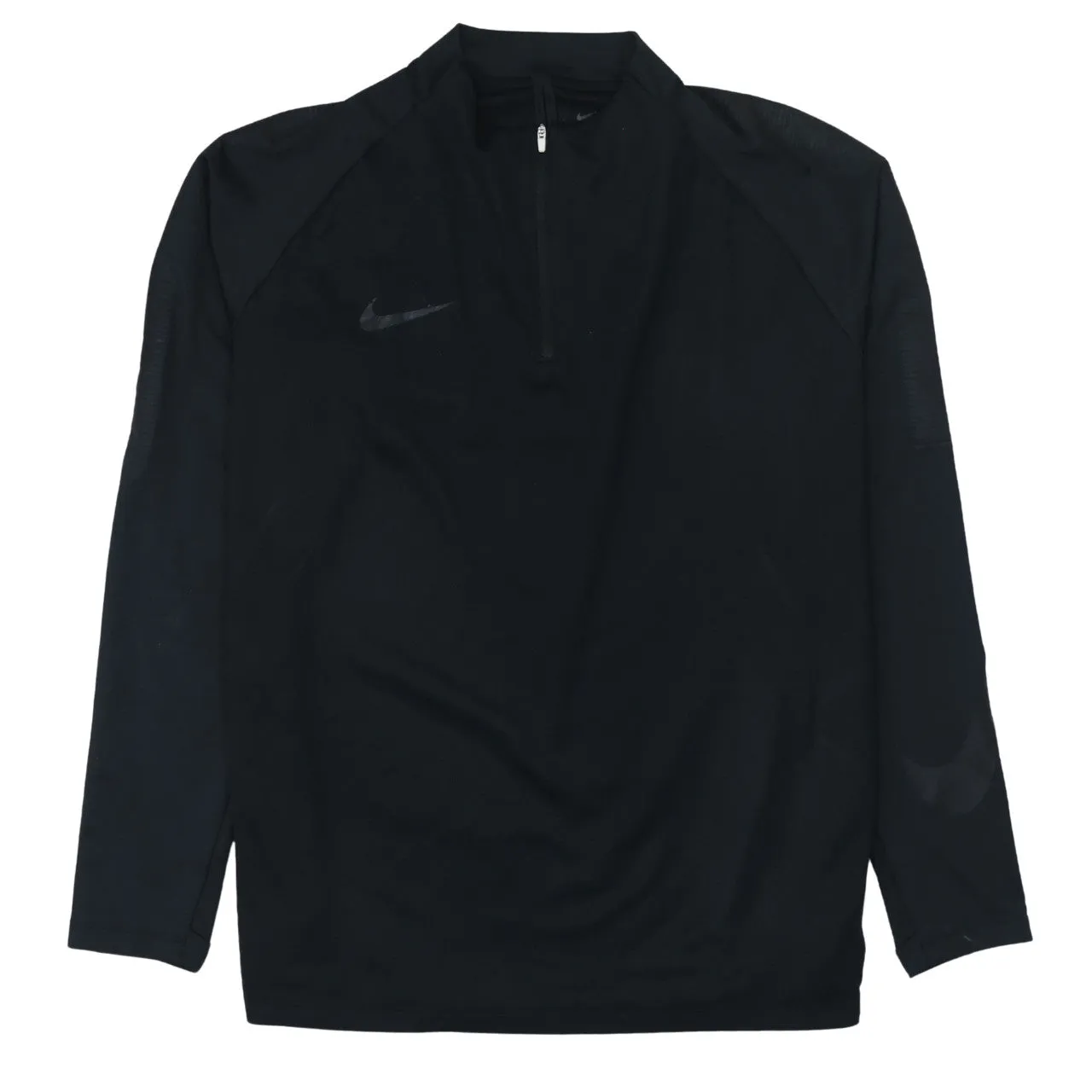 Nike Black Quarter Zip Sweatshirt Women's XLarge Printed Swoosh Long Sleeve Pullover Top sold by Vintage Club