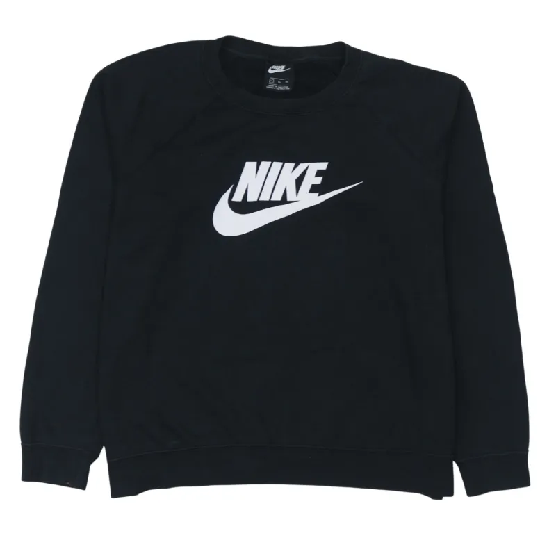 Nike Black Sweatshirt Women's XLarge Printed Logo Crewneck Pullover Jumper Fleece Top sold by Vintage Club