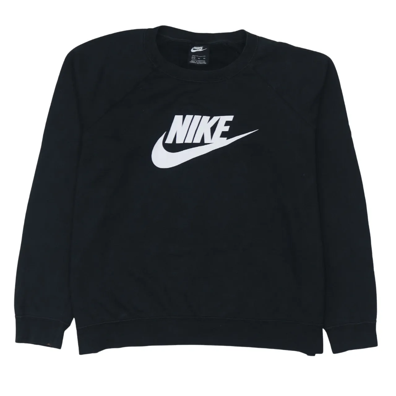 Nike Black Sweatshirt Women's XLarge Printed Logo Crewneck Pullover Jumper Fleece Top sold by Vintage Club