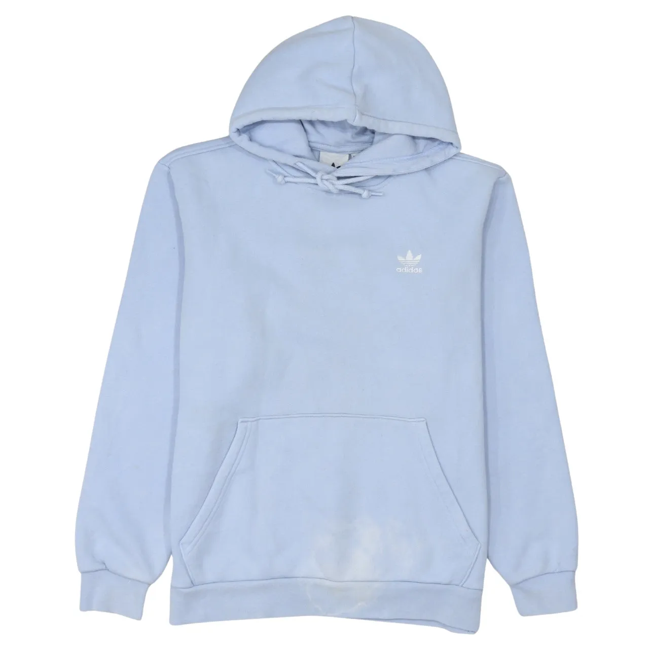 Adidas Light Blue Hoodie Men's XSmall Embroidered Trefoil Logo Front Pocket Pullover Sweatshirt sold by Vintage Club