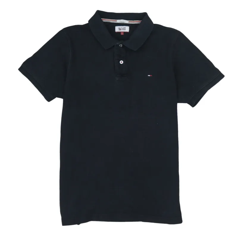 Tommy Hilfiger Black Polo Shirt Women’s Large Small Flag Logo Short Sleeve Casual Top sold by Vintage Club