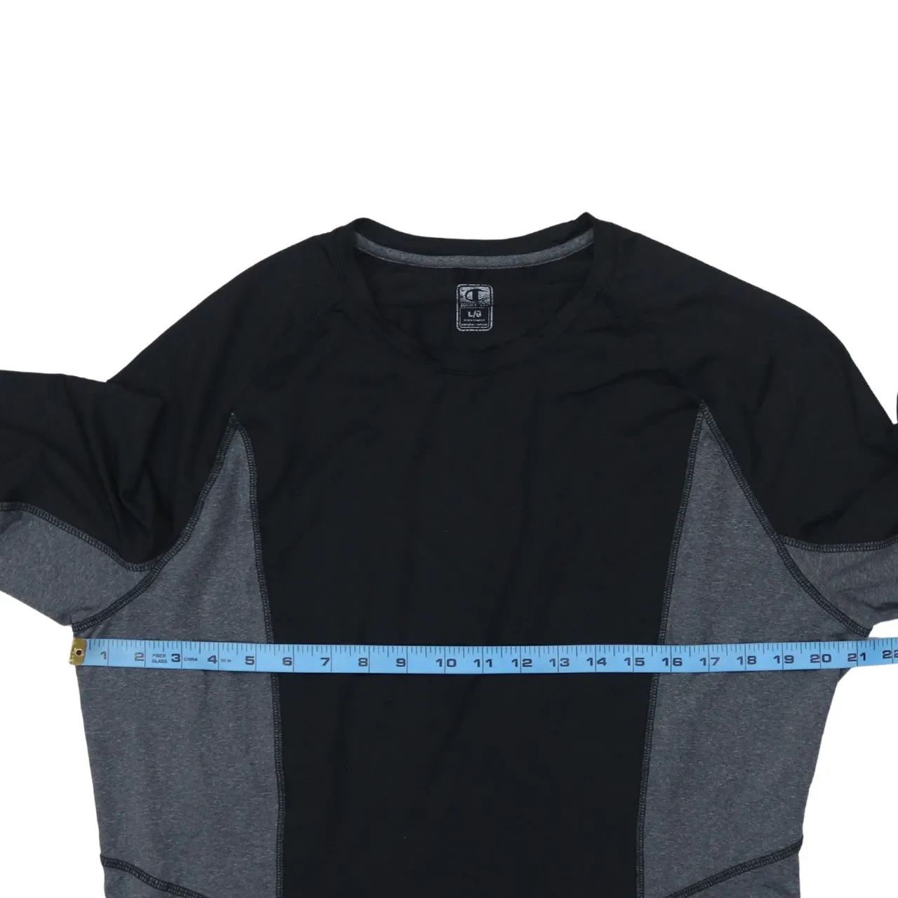 Champion Black Grey Long Sleeve Top Women’s Large Printed Logo Athletic Base Layer T Shirt sold by Vintage Club product image thumbnail 5